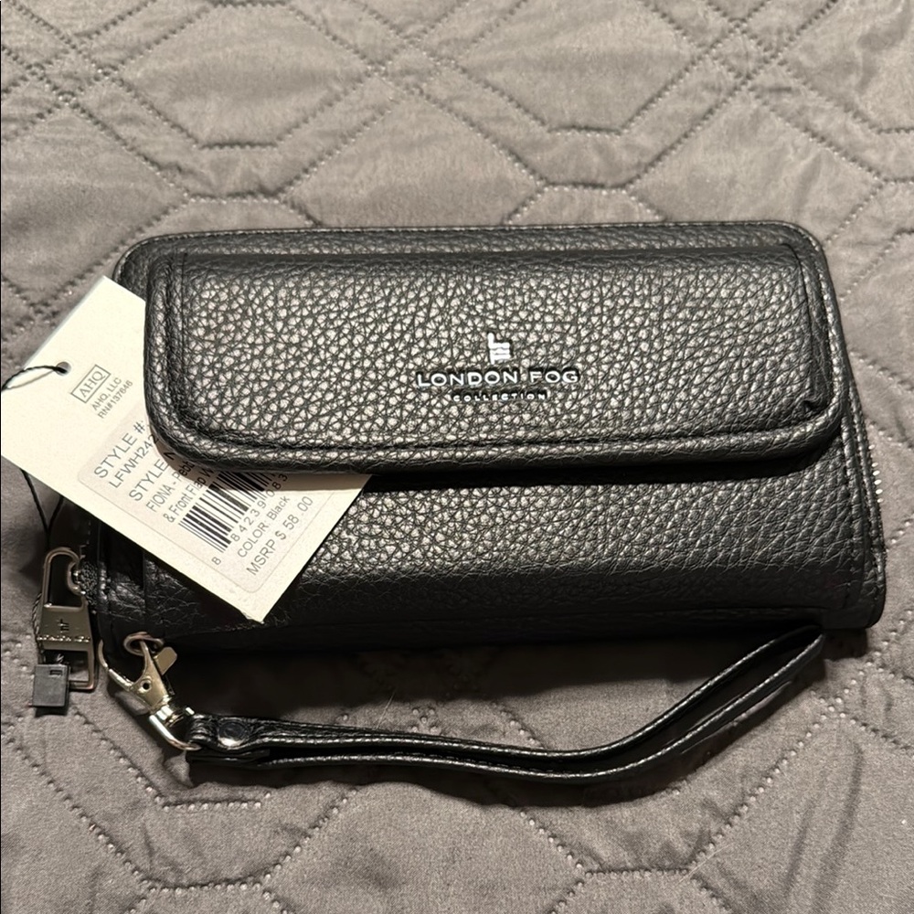 London Fog Pebble Long Zip Around Wristlet Wallet